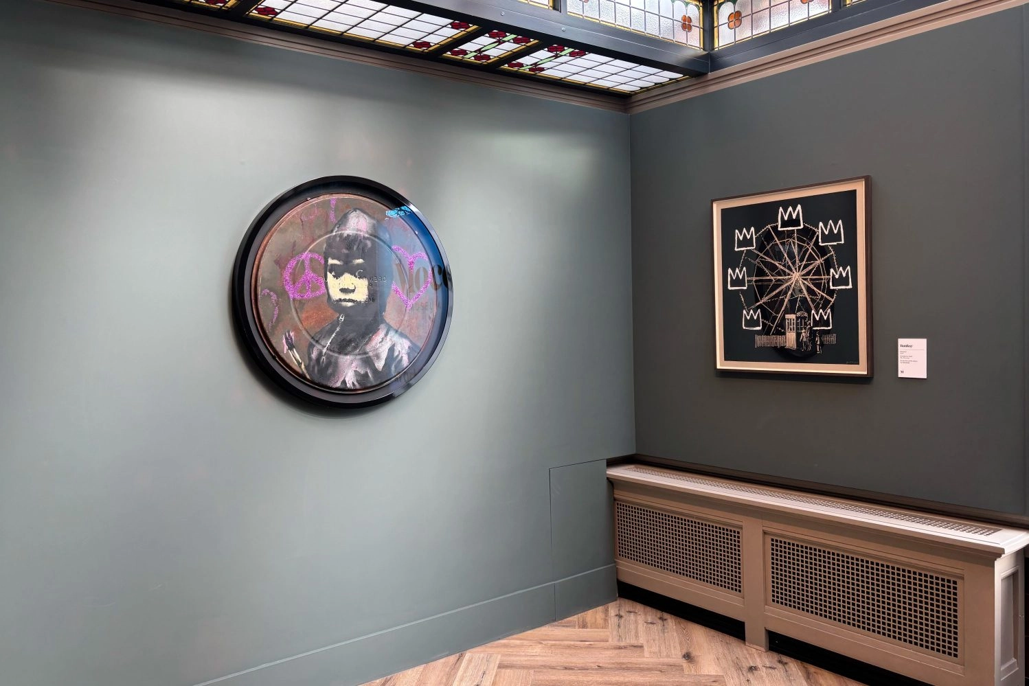Banksy's round and square artworks displayed in minimalist Moco Museum Amsterdam