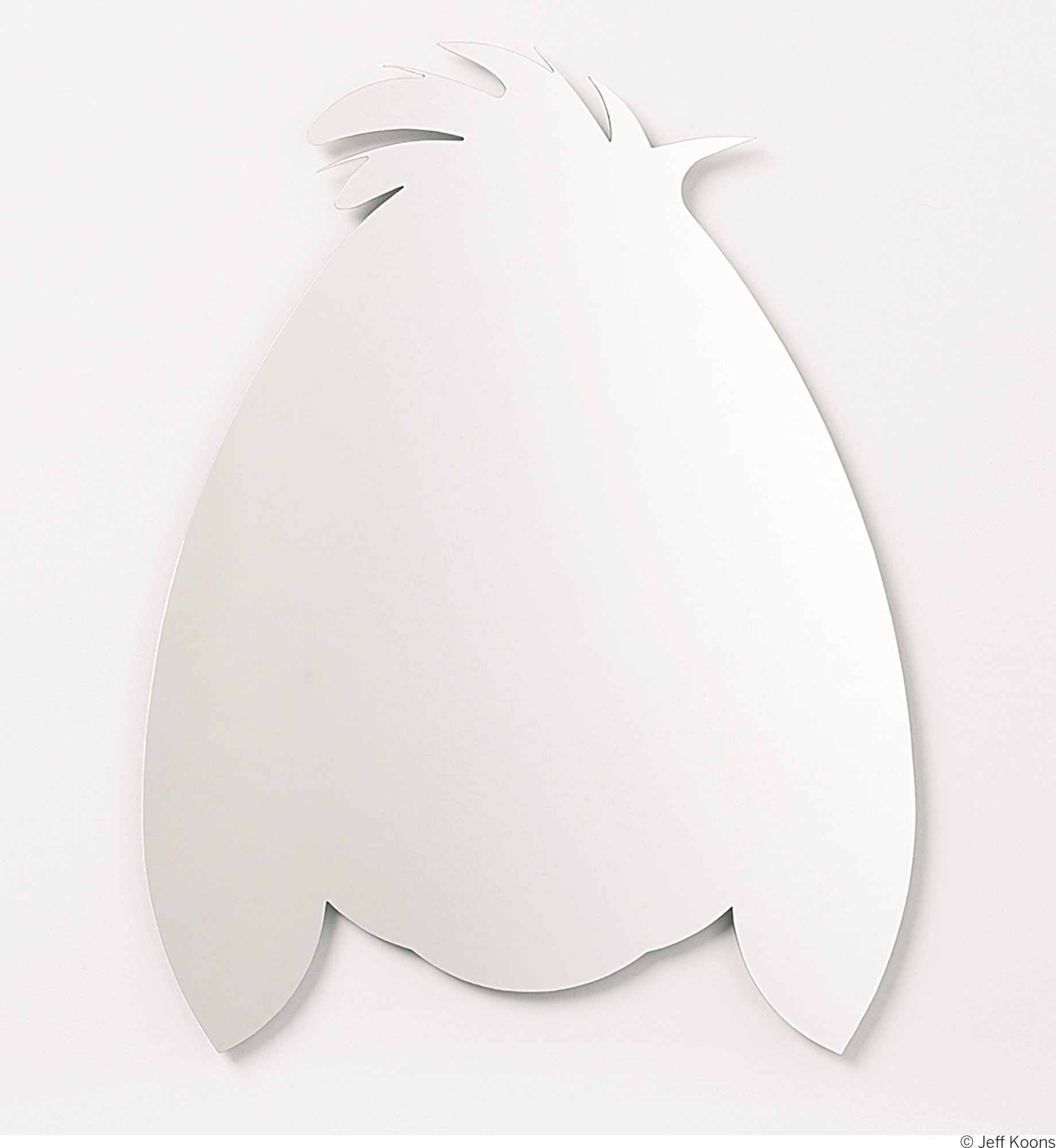 Silhouette-style mirror artwork by Jeff Koons with tufted hair detail